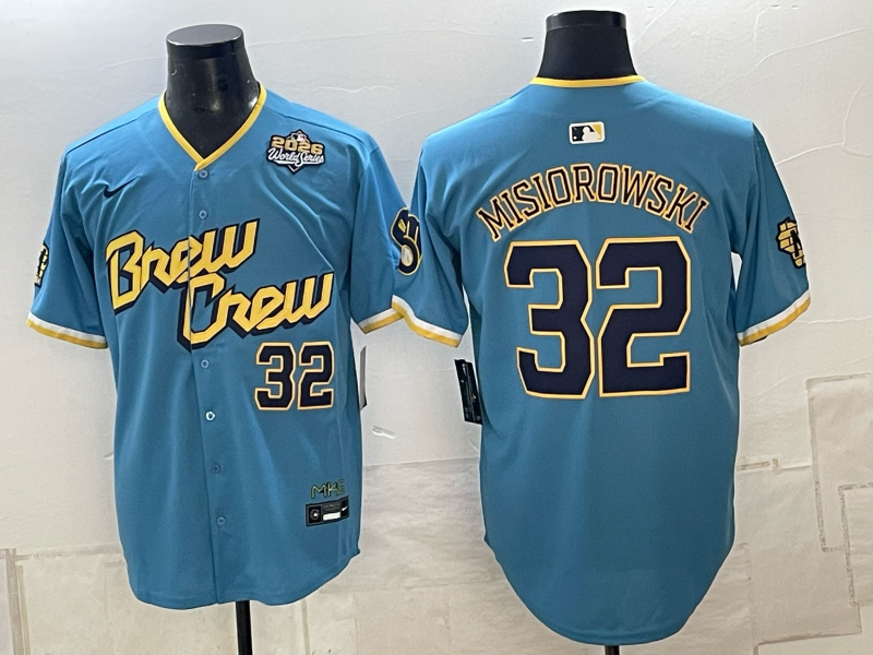 Men Milwaukee Brewers #32 Misiorowski blue Nike 2026 World Series MLB jersey 10230512->milwaukee brewers->MLB Jersey